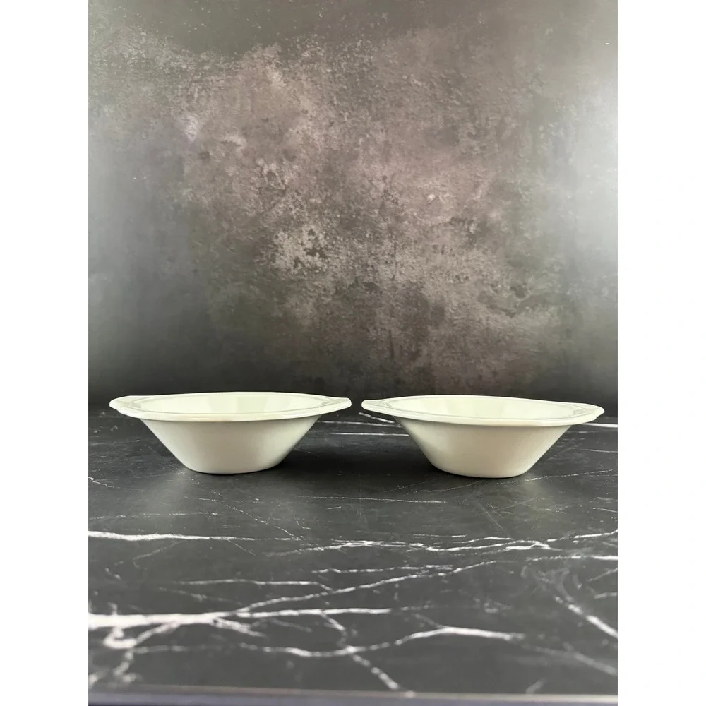 VTG PAIR (2) Homer Laughlin Colonial White Dover Pattern 6.5in Fruit Bowls